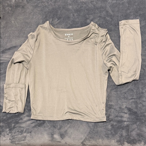 SHEIN Light Gray Long Sleeve Top - Picture 1 of 4